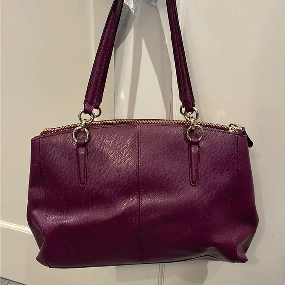 Coach Purple Leather Christie Carryall Tote - Picture 6 of 9